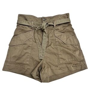 RAG & BONE Field Cargo Shorts SZ 27 DARK OLIVE High Waisted Belted Casual EUC